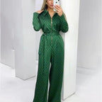 Printed Long-Sleeve Belted Bodysuit