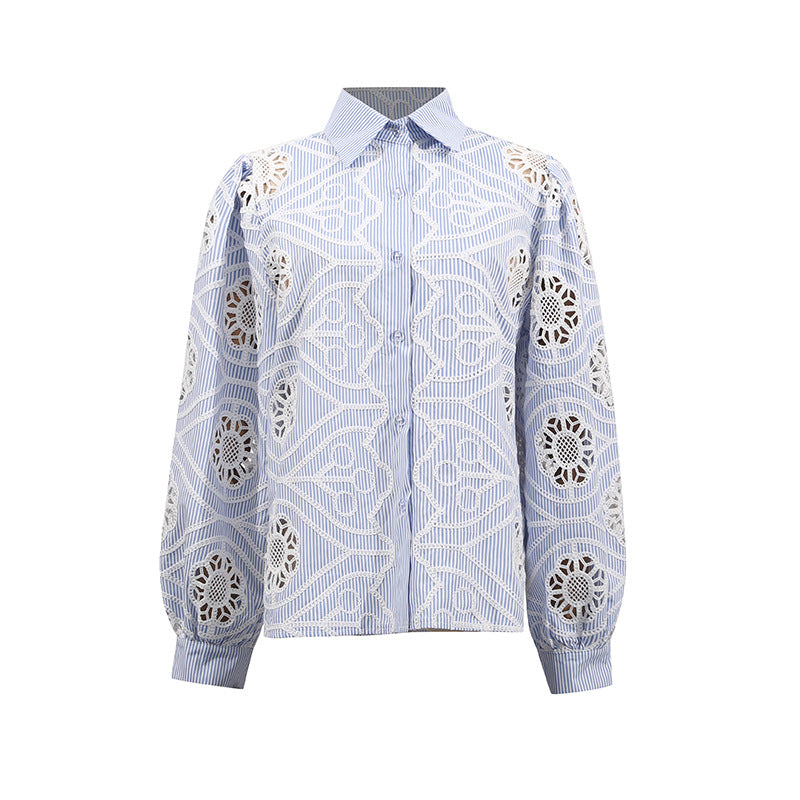 Casual Top for Women Autumn Dignified Hollow Out CO Design