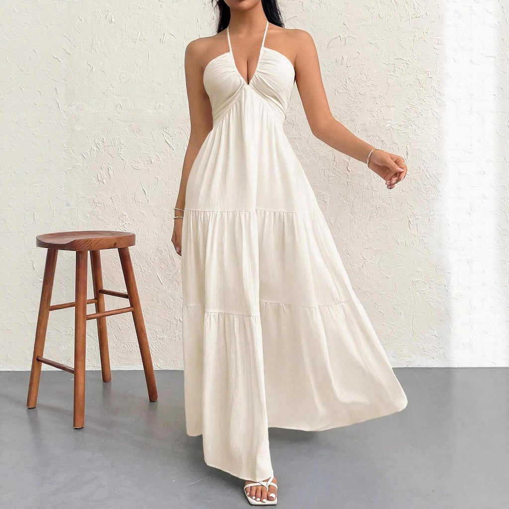 Women's Backless Pleated Dress