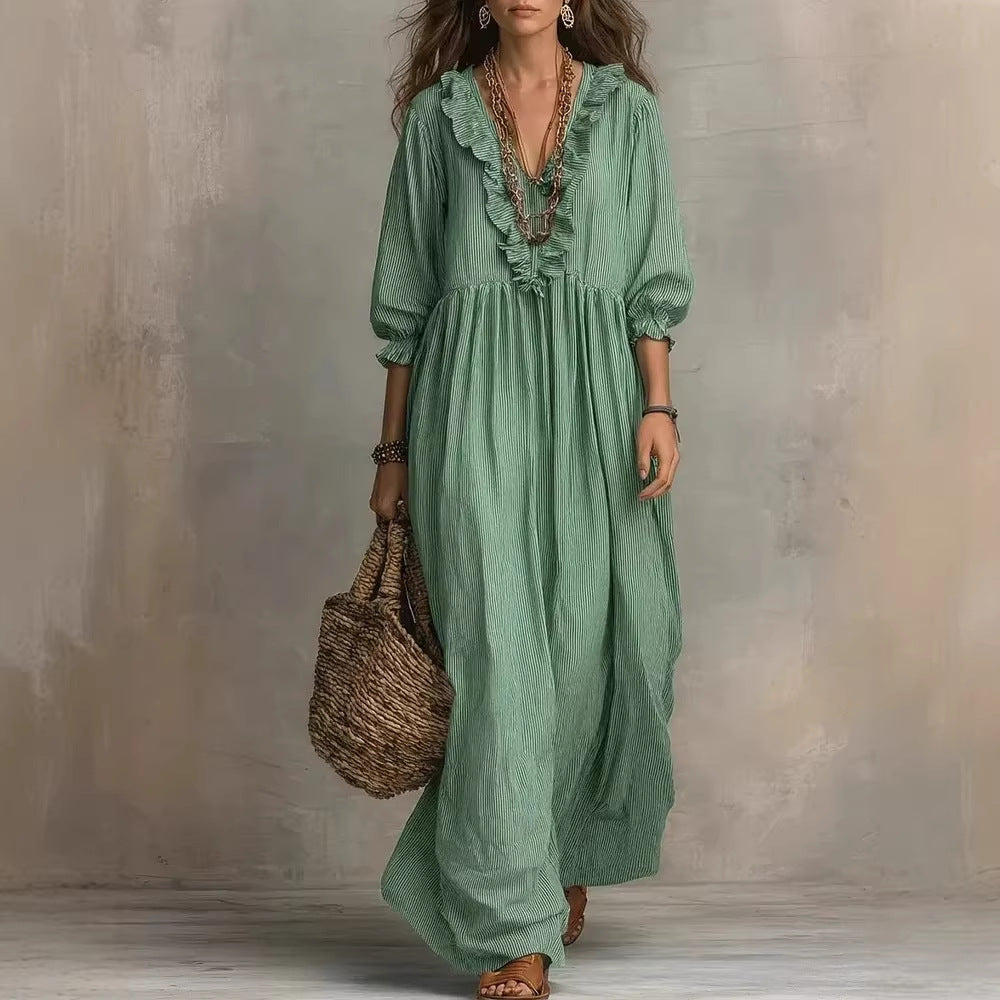 Women's Striped Ruffled Dress
