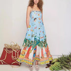 Women's Printed Suspender Maxi Dress