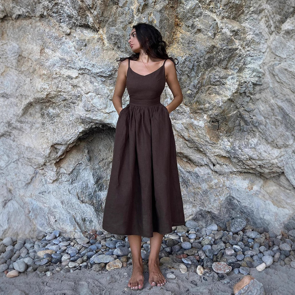 Women's Cotton V-Neck Maxi Dress
