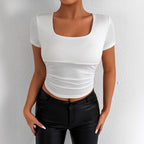 Women's Square Neck Slim Fit Ruched Top