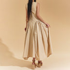 Women’s Retro Square-Neck Ruffle Midi Dress