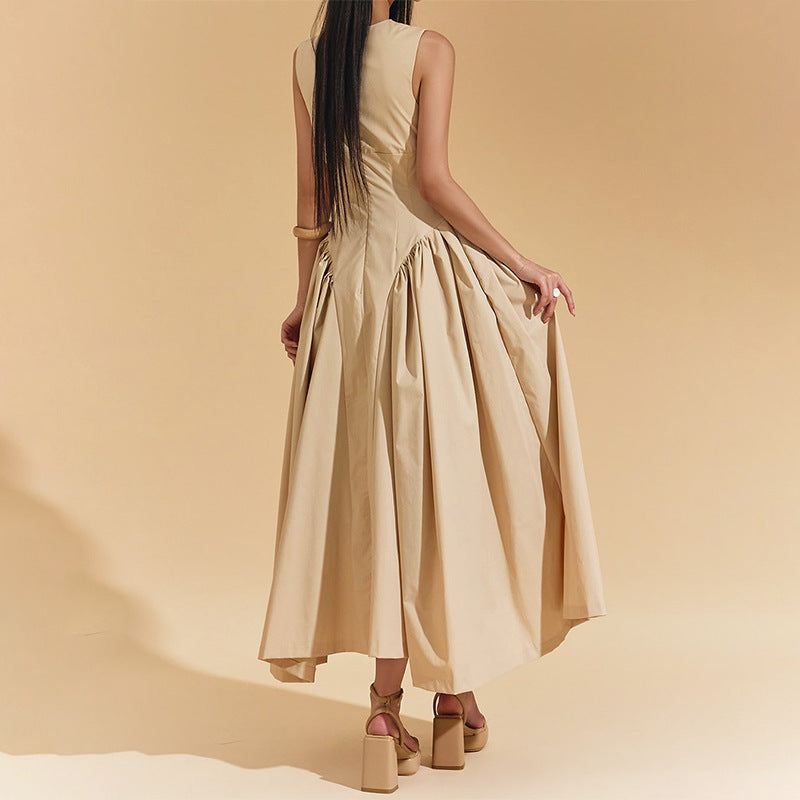 Women’s Retro Square-Neck Ruffle Midi Dress