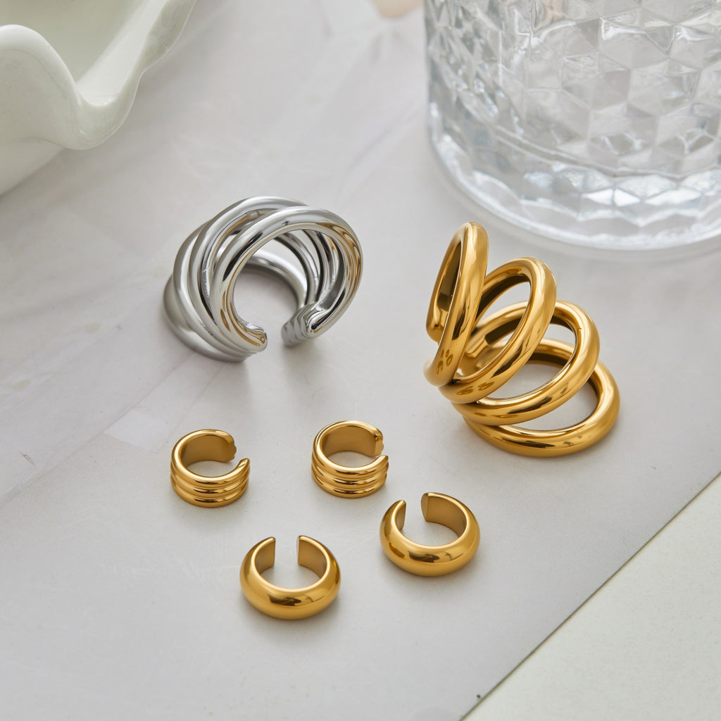 Geometric Titanium Steel Ear Clips