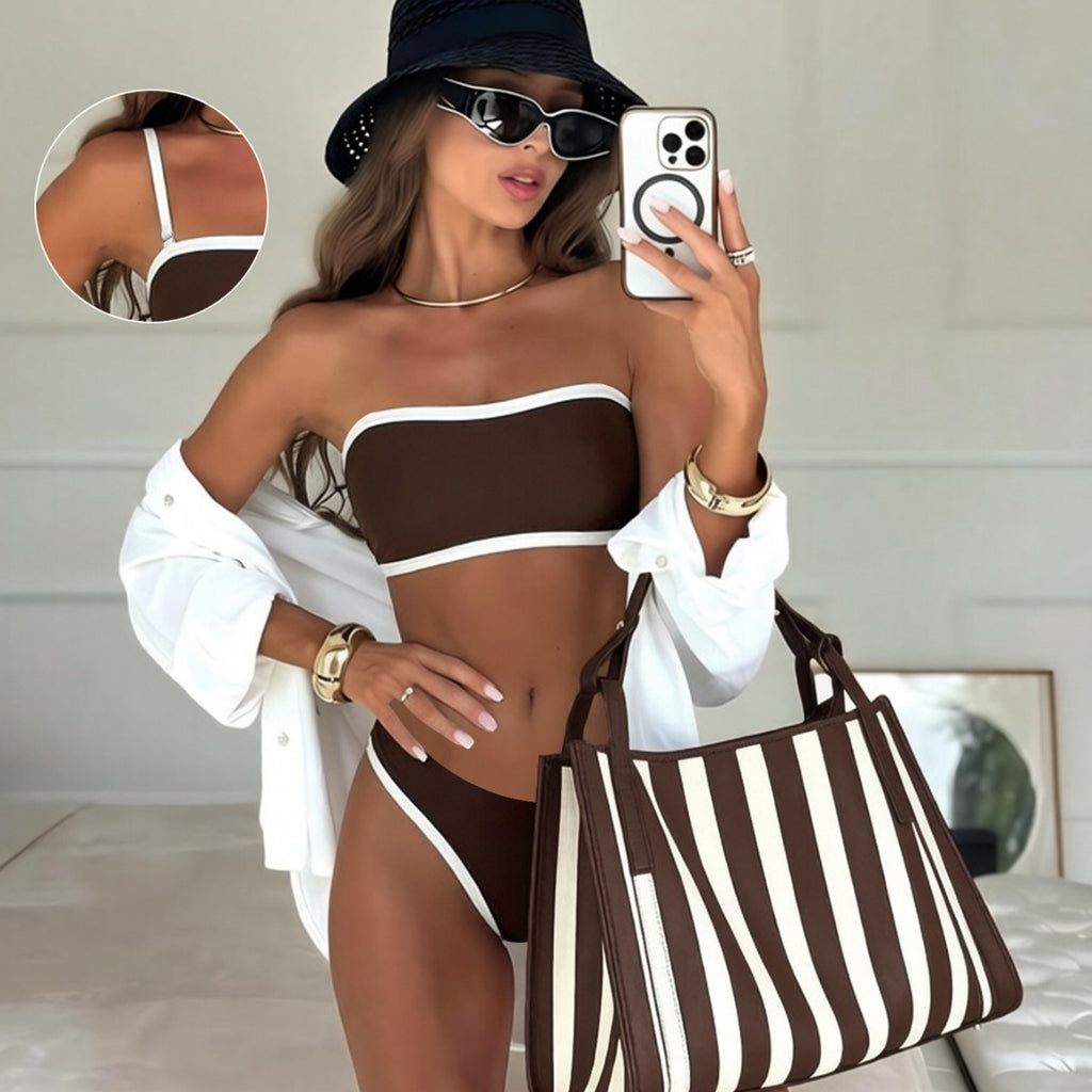 Contrast Color One-piece Swimwear