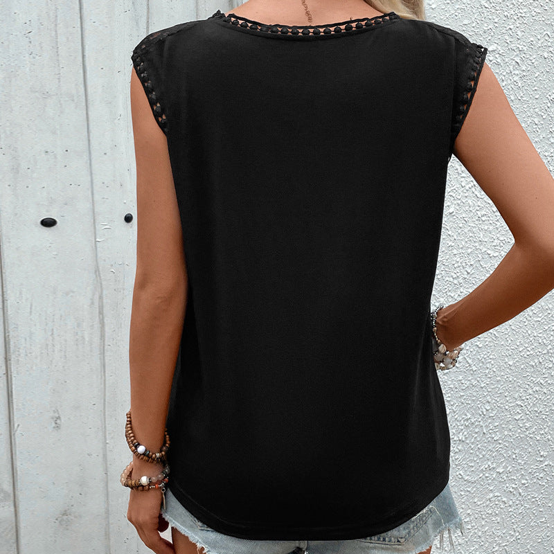 Sleeveless Lace Round Neck Top