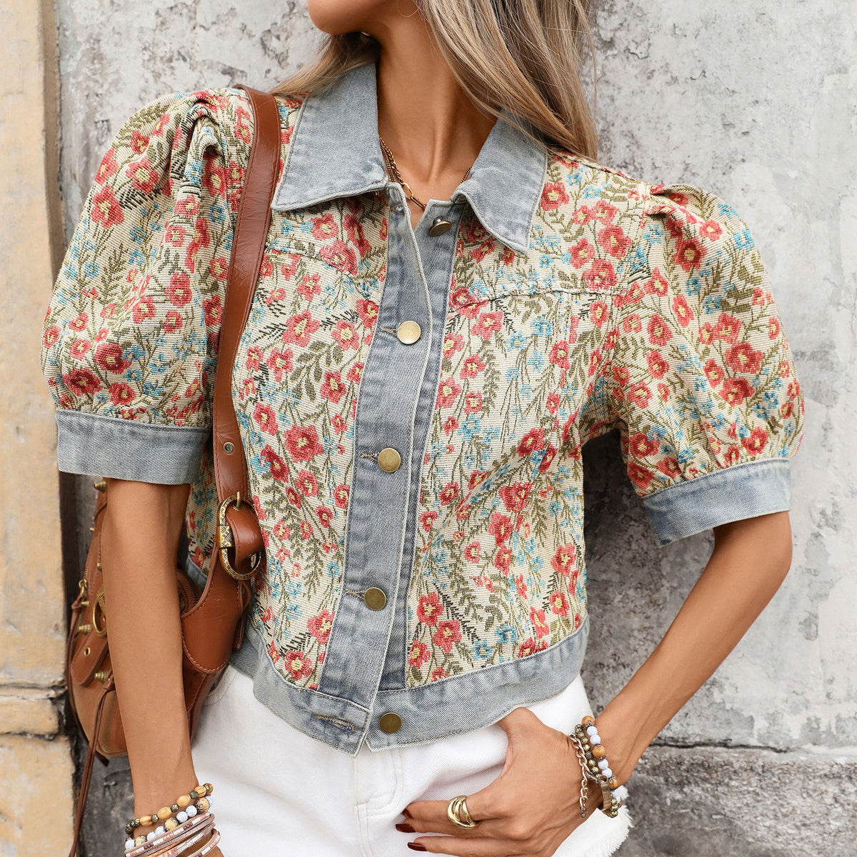 Women's Jacquard Denim Jacket