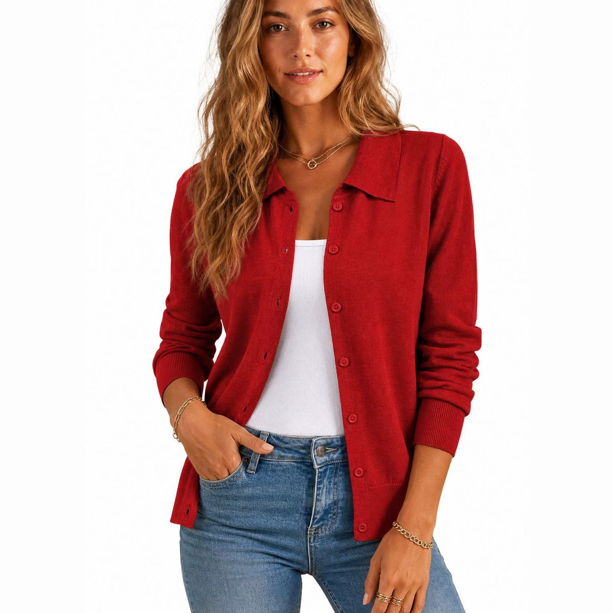 Collared Knitted Cardigan