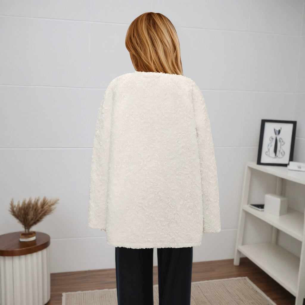 Fashionable Lamb Wool Thickened Coat Women Winter Mid