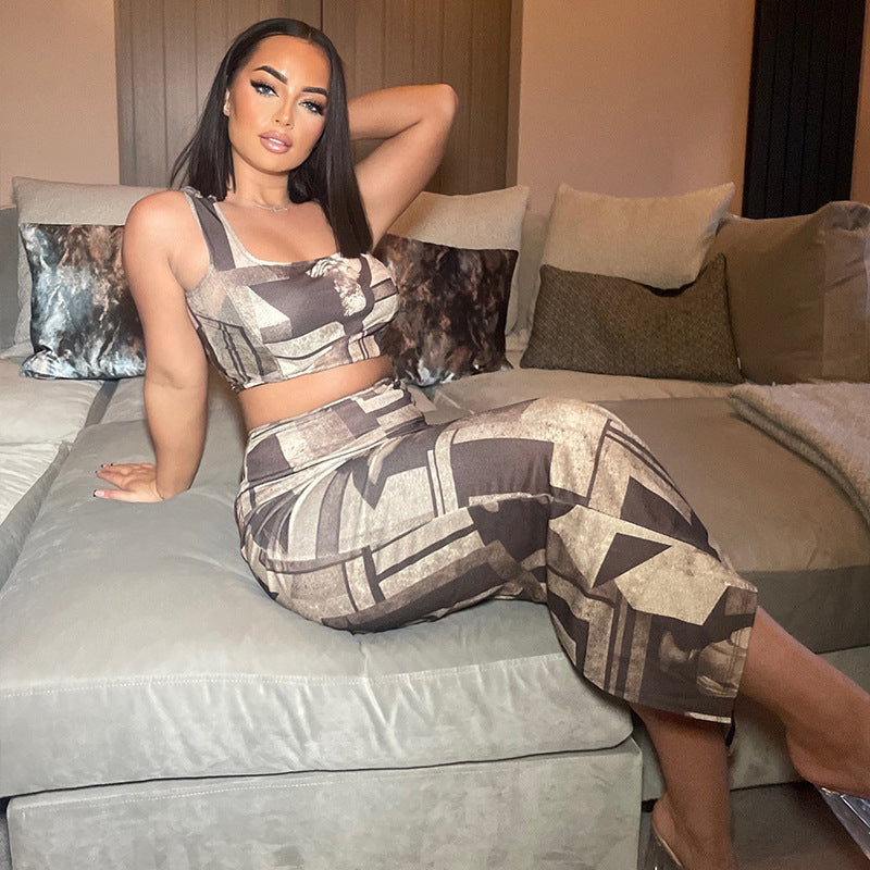 Women's Slim Fit Home Women Clothing Casual Multicolor Off Neck Skirt Set Backless Tube Top Two Piece Set