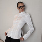 Women's Off-Shoulder Slim-Fit White Shirt