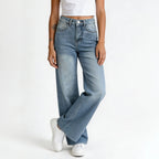 Retro Loose High Waist Wide Leg Straight Women Denim Pants