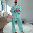 Women's Asymmetric Top & High-Waist Trousers Set