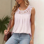 Women's Plus-Size Sleeveless Lace-Detail Blouse