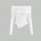 Women's Off Shoulder T-Shirt Slimming Bottoming Shirt