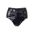 Leather High Waist Hip Faux Base Elasticity Shorts