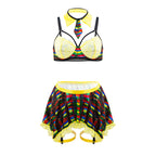Contrast Color Split Sexy Lingerie Big Chest Small Skirt Sexy Set