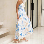 Women's Summer Vacation Nautical Print Casual Sling Maxi Dress