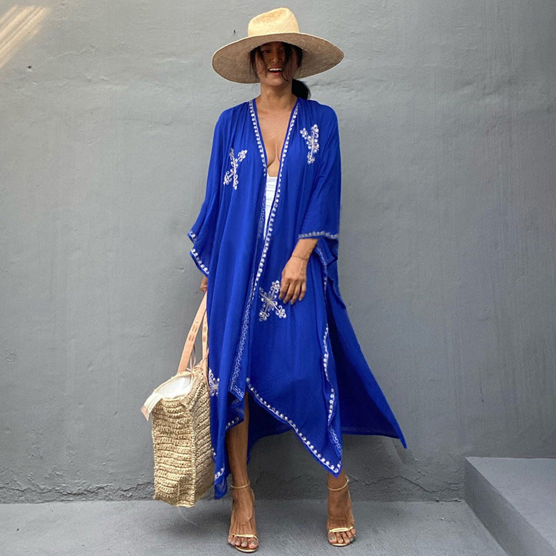 Rayon Embroidered Cover Up Swimwear