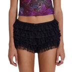 Beach Pants Ruffled Wave Solid Color Lolita Low Skirt