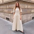 Summer Casual Unique Metal Button Lace up Denim Skirt Two