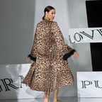 Women's Leopard Print Three-Piece Pajama Set