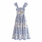 Women's Floral Embroidered Cutout Strap Dress