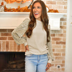 Women's Leopard Print Striped Knit Top
