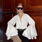 Women's Satin Lace Long-Sleeve Shirt