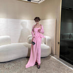 Strapless Asymmetric Slit Maxi Dress Set