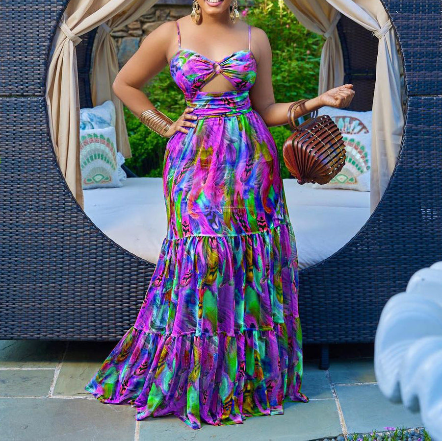 Floral Spaghetti-Strap Maxi Dress