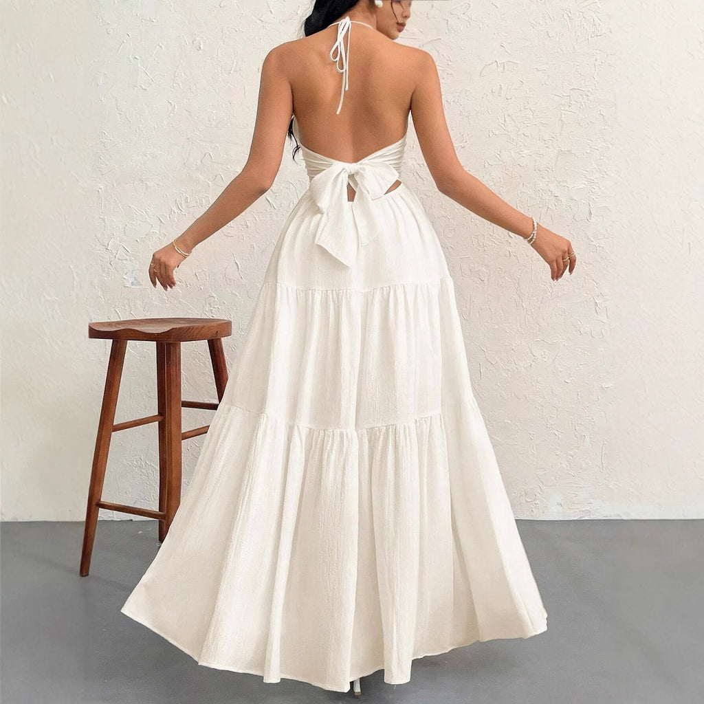 Women's Backless Pleated Dress