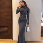 Long-Sleeve Fishtail Bodycon Dress