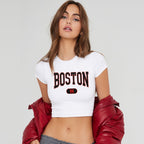 Women's Hipster Letter Graphic Print Slim Fit Short Sleeve T-Shirt