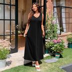 Women's Plus Size V-Neck Knit Maxi Dress