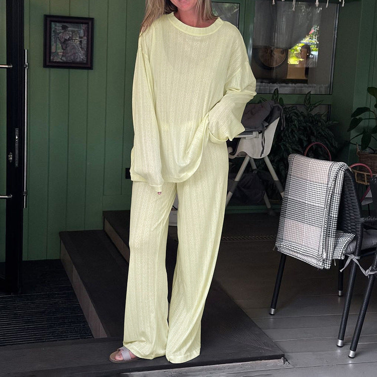 Jacquard Lazy Set round Neck Loose Long