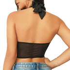 's Outdoor Backless Breast Shaping Mesh Lace Up Halter Wrapped