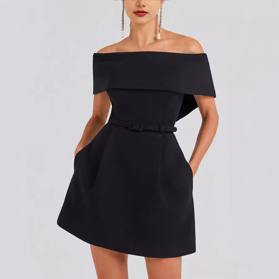 Women's Off-Shoulder Belted Mini Dress