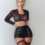 Women's Sheer Floral Mesh Lingerie Set