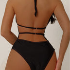 Black Transparent One-piece Swimwear