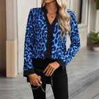Women's Clothing Spring Autumn V Neck Leopard Print Long Sleeve Women Shirt
