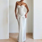 Women's Sweetheart Boned Ruched Maxi Evening Dress