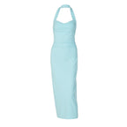Women's Backless Pleated Halter Dress