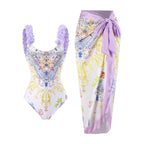Printed Skirt One-piece Swimwear