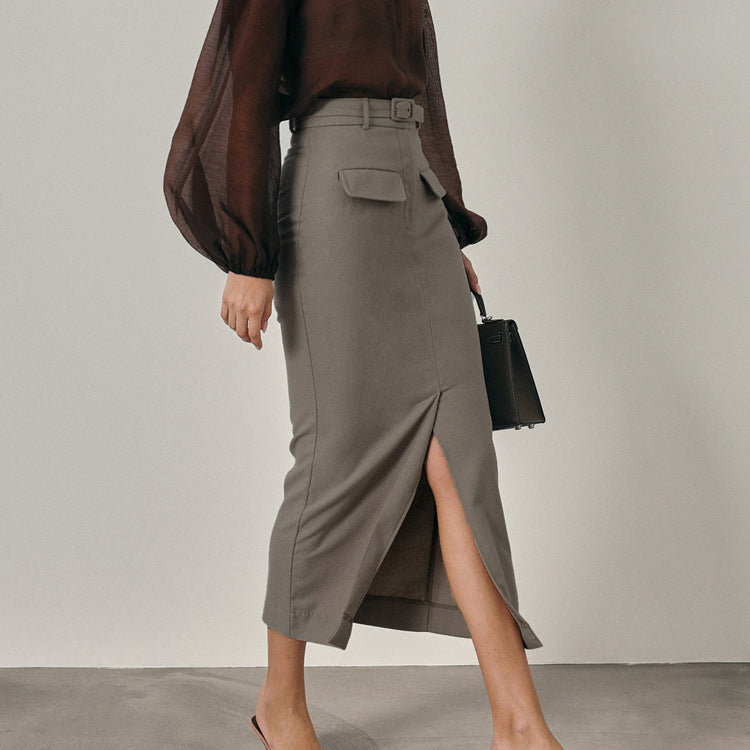 High-Waist Slit Maxi Skirt