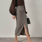 High-Waist Slit Maxi Skirt