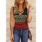 Women's Leopard Print V-Neck Top
