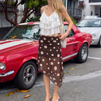Women's Polka-Dot Mesh Asymmetric Skirt